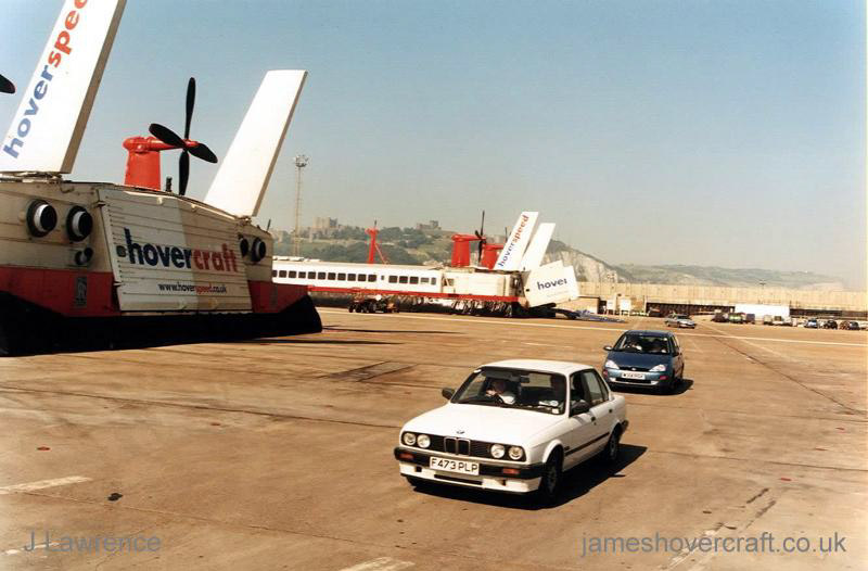 The SRN4 with Hoverspeed in Dover with a new livery - Two Mk III craft at Dover (submitted by Pat Lawrence).